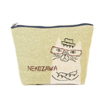 Kusuguru Japan眼鏡貓Gobelin編織設計包 小物包 收納包 黃色款