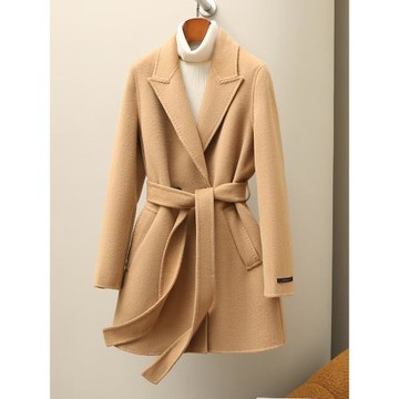 雙面呢羊絨大衣女2025新款高端赫本風小個子中長款純羊毛外套秋冬