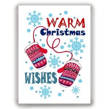 聖誕節手繪插畫萬用卡聖誕卡/明信片/卡片/插畫卡-溫暖的聖誕祝福