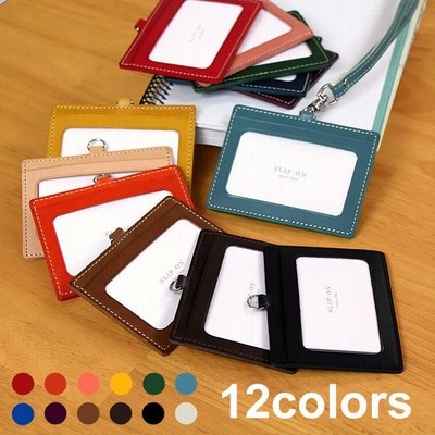[名入れ無料]　SLIP-ON　IDストラップ　IDカードケース　本革　12カラー　inl-4506-ecm