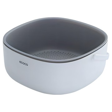 ecoco 意可可 新型寬口徑提籃蔬果洗菜籃  灰色/白色  1個  小(23 x 23 x 10.5cm)