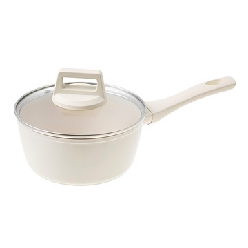 VILIVIN IH電磁爐適用 鑄造單柄湯鍋 18cm 奶油白  1個