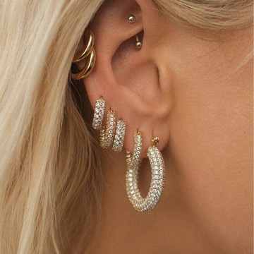 LUV AJ Amalfi 滿鑽圓圈耳環 小 金