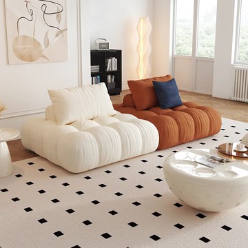 意式極簡奶油風布藝沙發小戶型客廳公寓拼色模塊自由組合臥室沙發 c8142