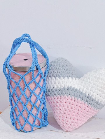 手工水壺袋 /手工編織飲料袋 / 編織保溫瓶袋