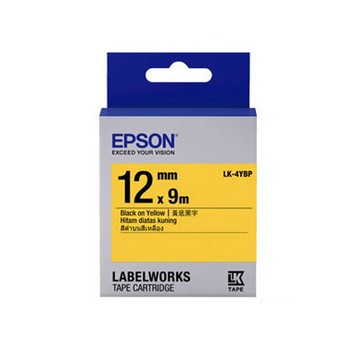 EPSON 粉彩系列 12mmx9M 黃底黑字標籤帶 / 盒 LK-4YBP｜領券最高折$220