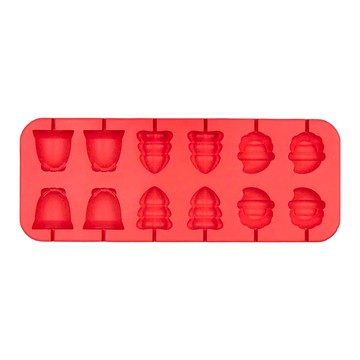 KAI 貝印 聖誕棒棒糖矽膠模 矽膠膜 + 紙棒 x 24  紅色  1組