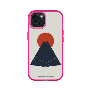 iPhone 15 Clear 粉漾桃 - ilovedoodle (Lim Heng Swee) - Cat Landscape - Meditation 貓咪冥想