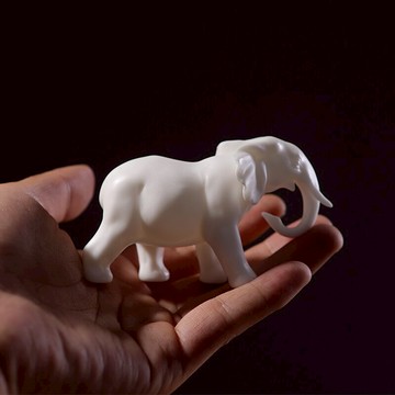 創意家居現代簡約小象擺件臥室辦公室客廳玄關裝飾白瓷工藝品