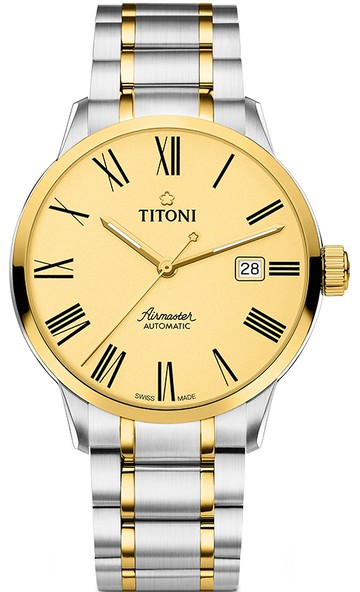 TITONI 梅花錶 空中霸王系列 機械男腕錶(83733SY-620)-40mm-金面鋼帶【刷卡回饋 分期0利率】【APP下單點數13倍送】