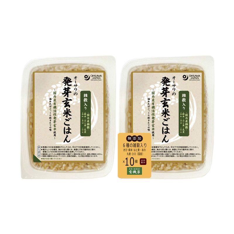 発芽玄米ごはん（六種雑穀入り）160ｇ×10個 宅配便 常温で1年有機活性発芽玄米使用（秋田・山形産）国内産六種雑穀（きび・緑米・はと麦・あ