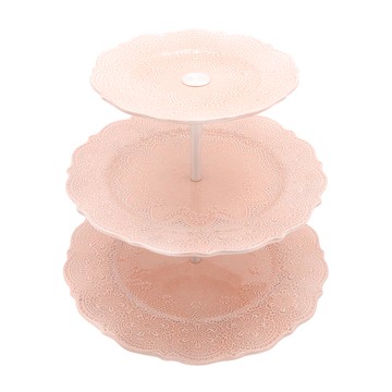 義大利VBC casa蕾絲系列 三層蛋糕盤 / 典雅粉
