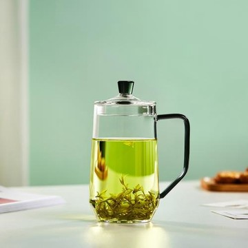 帶把手玻璃杯高檔綠茶杯專用泡茶杯耐高溫辦公室喝水杯帶蓋高顏值