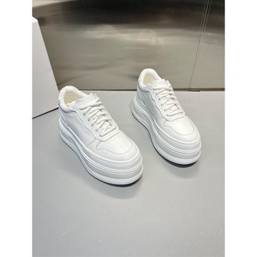 歐洲站真皮小白鞋女2026春新款歐貨圓頭系帶厚底增高休閑運動鞋潮