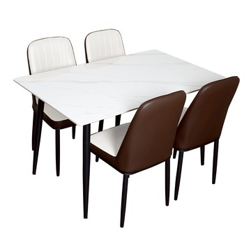 【多瓦娜】伊恩特4.3尺岩板一桌四椅/三色白棕色