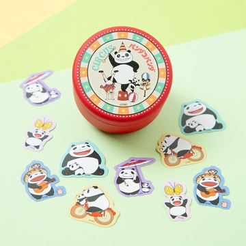 真愛日本 宮崎駿 吉卜力 熊貓家族 小熊貓 熊貓爸爸 紅 限定 圓鐵罐 造型貼紙組 貼紙 獎勵貼紙 裝飾貼紙