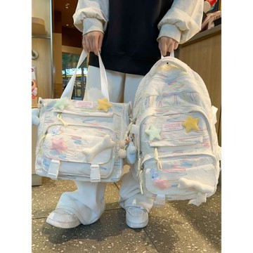 兒童書包女生小學生女孩初中生白色背包高中生大學生大容量雙肩包
