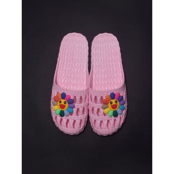 韓版卡通可愛花朵防滑鏤空透氣休閑小雛菊涼拖 越南包頭拖鞋女夏