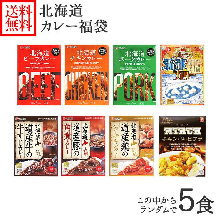 ギフト　ランダム5食　レトルト　詰め合わせ　カレー福袋　レトルトカレー　北海道　食品　LINEショッピング　お楽しみ食べ比べ5食セット　カレー