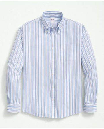 Brooks Brothers Men's Friday Shirt, Poplin Archive Striped | Blue | Size Medium