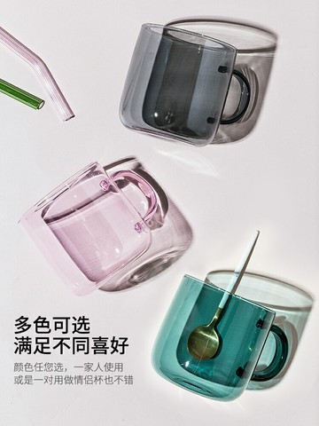 摩登主婦北歐ins風玻璃杯創意家用高顏值水杯大容量茶杯帶把杯子