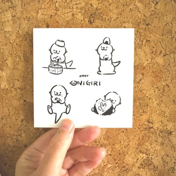 Shine原創可愛水獺飯團店插畫明信片