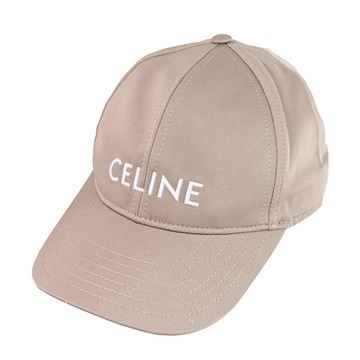 CELINE 經典電繡LOGO棉質可調式棒球帽.沙色