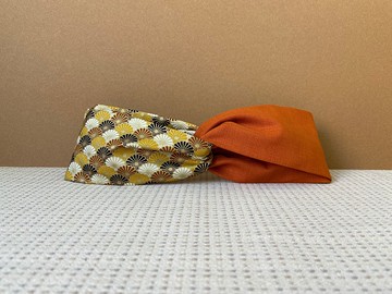 雙拼髮帶 / 萬花菊 - 橘