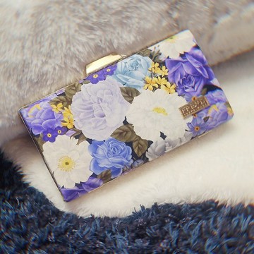 藍紫色系百花盛開口金晚宴包