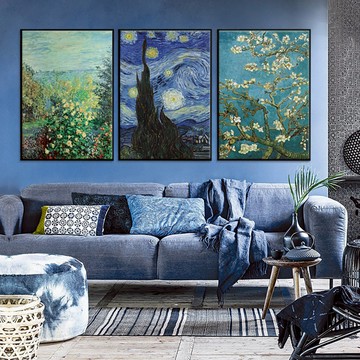 梵谷．莫內　藝術系列　裝飾掛畫　台灣製造 - A款－黑框-70*90cm