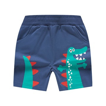 BE TOP - 純棉休閒短褲-萌趣恐龍-藍色