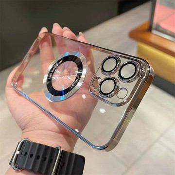 高品質電鍍啞光磁吸手機殼用於iPhone16 15 Pro MAX 14 13 12 11 耐摔防震自帶鏡頭膜軟殼