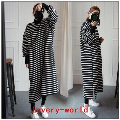 ロングワンピ ボーダー柄 レディース スウェットワンピ ロング丈 体型カバー スウェット ワンピース ゆったり マキシ丈ワンピース 秋 通販 Lineポイント最大get Lineショッピング