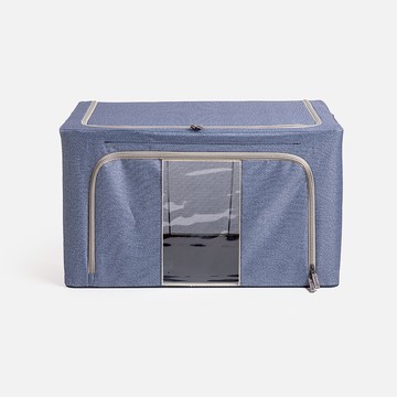 鋼骨雙開摺疊收納箱88L 藍