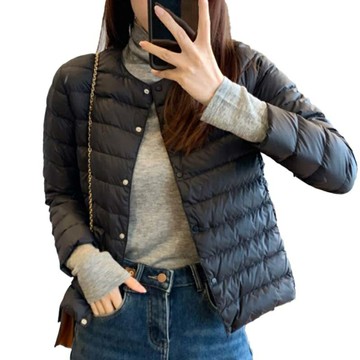 【米蘭精品】現貨+預購 頂級真羽絨外套90%鵝絨羽絨衣秋冬外套保暖上衣大碼休閒女裝-圓領女外套4色74mr1