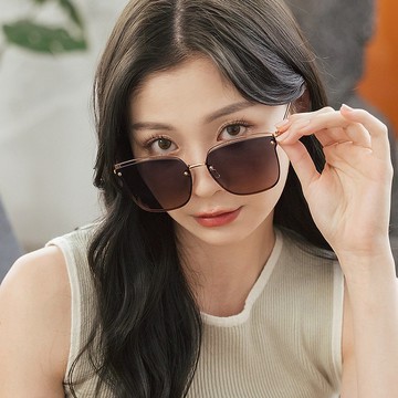 花見小路的情詩│柔美裸暈灰粉貓眼鏤空金屬墨鏡│UV400太陽眼鏡