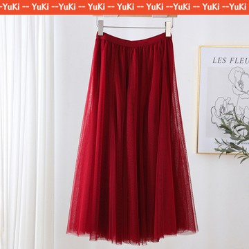 預購️💕紗裙女 半身裙 春秋季 百褶裙 高腰 720度 大擺 長裙 A字裙 舞蹈裙 紅色紗裙 高個子 加長 小個子 裙子