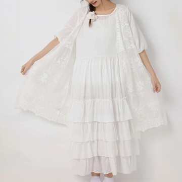 蕾絲中長款背心罩衫031215