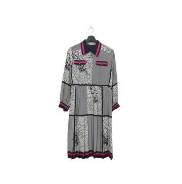Back to Green-復古長袖洋裝 碎花拼接 g-37//vintage dress
