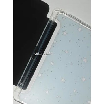 韓系ins風小眾設計簡約高級感氣質鏤空星星2025ipad12.9平板保護套帶筆槽支架11寸air6/10.2寸軟殼三折頁皮質
