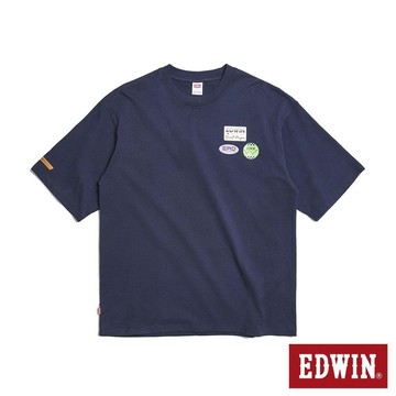 EDWIN 男裝 大寬版徽章短袖T恤 (丈青色)
