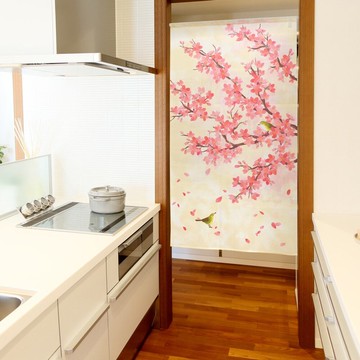 【預訂】日本製 櫻花與春鳥門簾