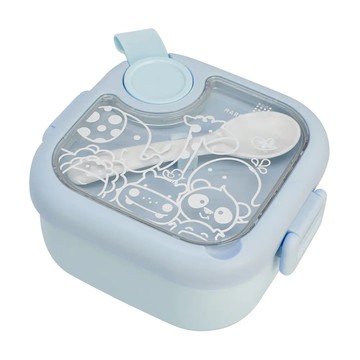 MARCUS&MARCUS 寶寶旅行餵食 外出便攜 安全材質  餐盒 + 湯匙 + 食物剪  藍色  1組