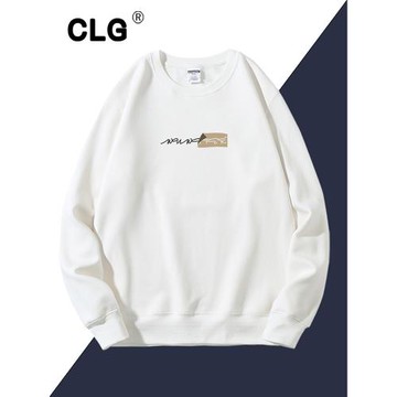 香港潮牌新款休閑衛衣男設計感時尚印花寬松秋冬圓領長袖外套上衣