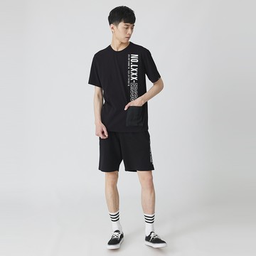 字母編號潮流口袋T(黑色)-男