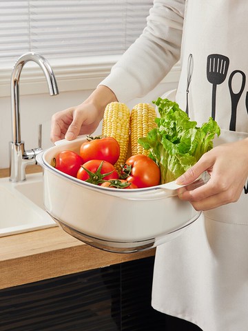 洗菜盆瀝水籃雙層廚房淘蔬菜洗水果神器家用客廳水果盤零食收納筐