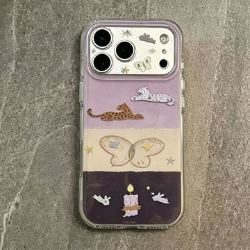INS拼接豹子蝴蝶小兔iPhone17promax蘋果16手機殼15女14新13潮17p