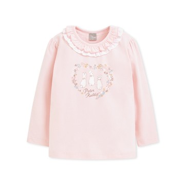 蜜甜比得浪漫雙層花邊領長袖側開上衣