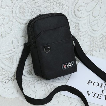 豎款手機包男女通用運動休閑多用小掛包尼龍帆布零錢包斜挎單肩包