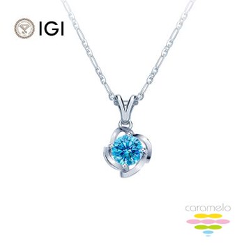 彩糖鑽工坊 IGI 1克拉 藍鑽 玫瑰花鑽石項鍊 (培育鑽石 藍色鑽石 彩鑽 FANCY VIVID  BLUE)